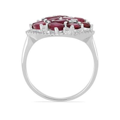 BUY STERLING SILVER NATURAL GLASS FILLED RUBY GEMSTONE RING